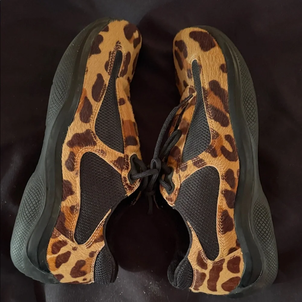 Prada Leopard Pony Hair America Cup Sneakers - Picture 7 of 7